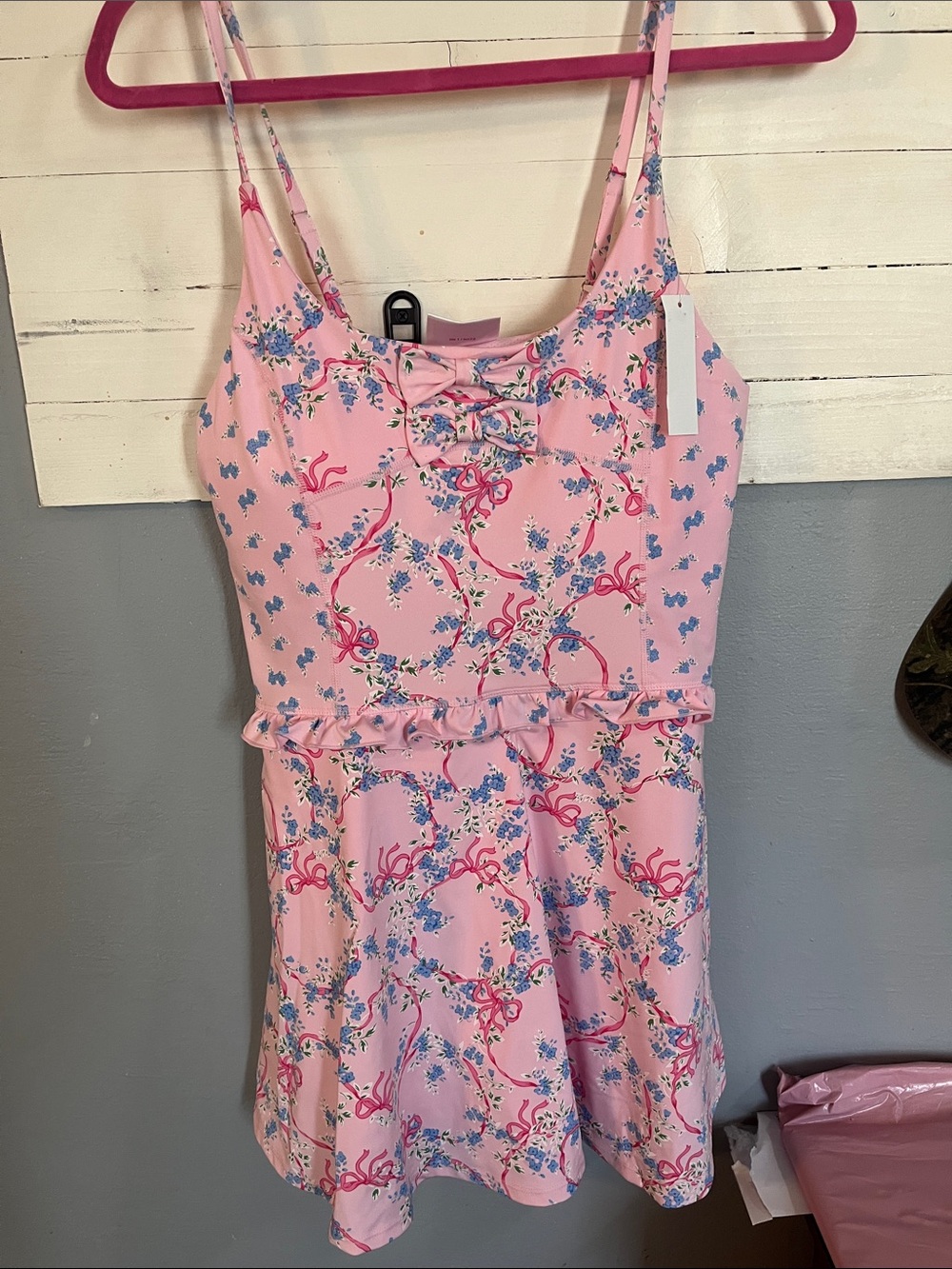 Shabby Chic Pink Floral Bow Active Dress